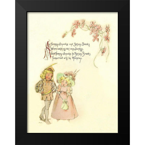 Nursery Rhymes: Tommy Snooks and Betsey Brooks Black Modern Wood Framed Art Print by Humphrey, Maud