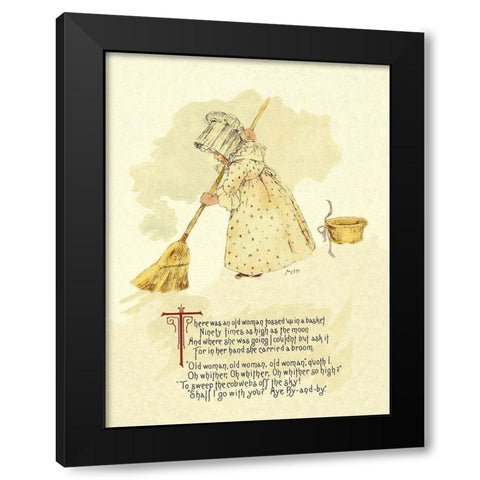 Nursery Rhymes: There Was an Old Woman Tossed Up in a Basket Black Modern Wood Framed Art Print with Double Matting by Humphrey, Maud