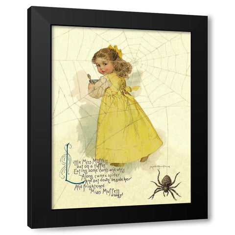 Nursery Rhymes: Little Miss Muffett Black Modern Wood Framed Art Print by Humphrey, Maud
