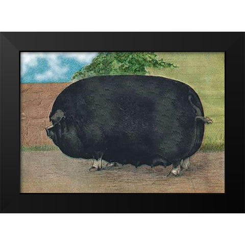 Pigs and Pork: Champion Sow Black Modern Wood Framed Art Print by Advertisement