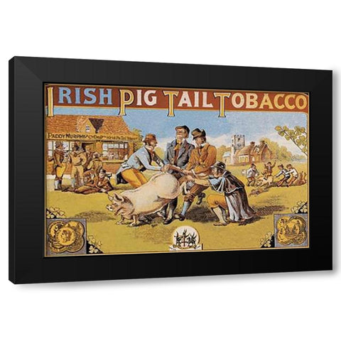 Pigs and Pork: Irish Pig Tail Tobacco Black Modern Wood Framed Art Print with Double Matting by Advertisement