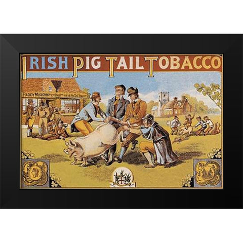 Pigs and Pork: Irish Pig Tail Tobacco Black Modern Wood Framed Art Print by Advertisement