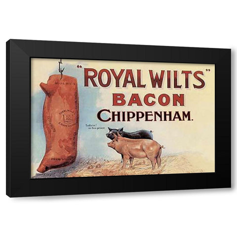Pigs and Pork: Royal Wilts Bacon Black Modern Wood Framed Art Print by Advertisement
