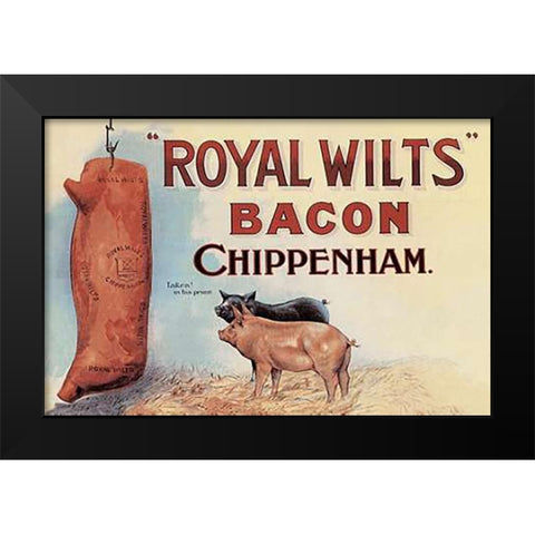 Pigs and Pork: Royal Wilts Bacon Black Modern Wood Framed Art Print by Advertisement