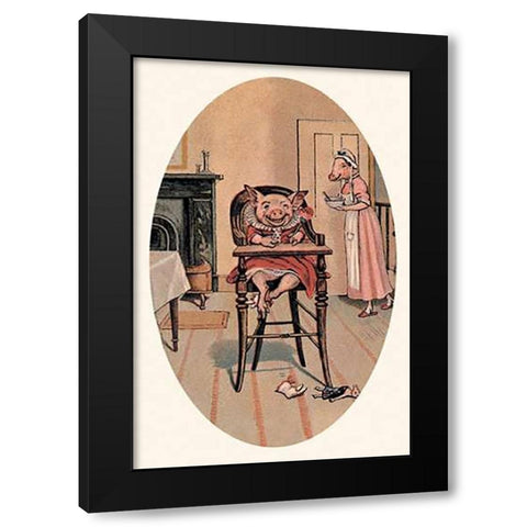 Pigs and Pork: Baby Pig Black Modern Wood Framed Art Print by Advertisement