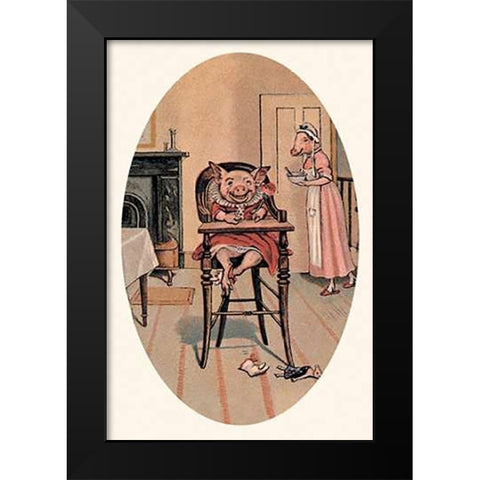 Pigs and Pork: Baby Pig Black Modern Wood Framed Art Print by Advertisement