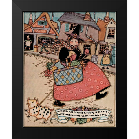 Pigs and Pork: Home Arts: To Market Black Modern Wood Framed Art Print by Jones, Mary Wright