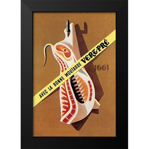 Pigs and Pork: Hooked Pork Black Modern Wood Framed Art Print by Advertisement