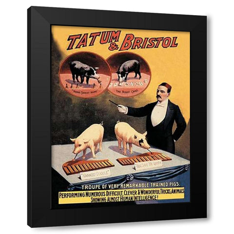 Pigs and Pork: Tatum and Bristols Troupe of Trained Pigs Black Modern Wood Framed Art Print with Double Matting by Advertisement