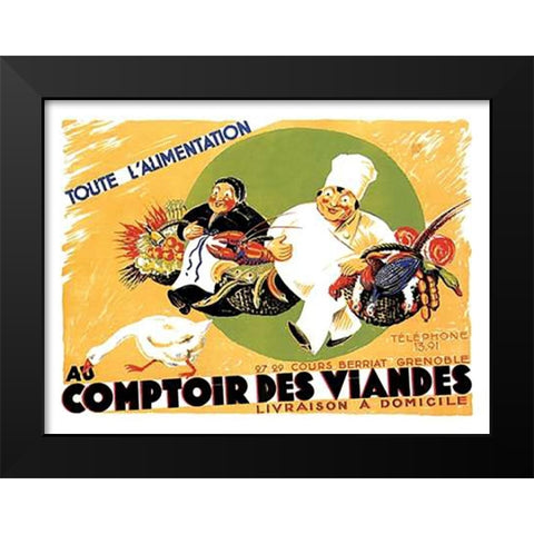 Cooks: Au Comptoir des Viandes Black Modern Wood Framed Art Print by Advertisement