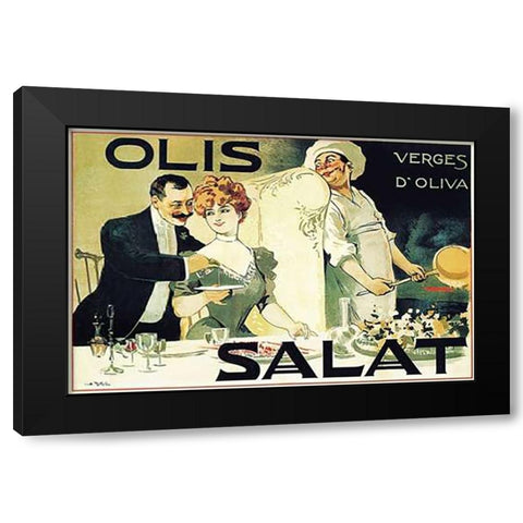 Cooks: Olis Salat - Verges dOliva Black Modern Wood Framed Art Print with Double Matting by Norlind, E.