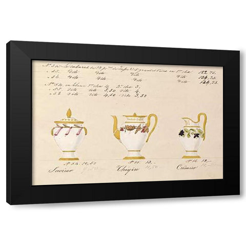 Sucrier, cheyere et cremier, ca. 1800-1820 Black Modern Wood Framed Art Print by Honore