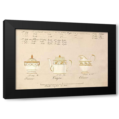 Sucrier, cheyere et cremier, ca. 1800-1820 Black Modern Wood Framed Art Print with Double Matting by Honore