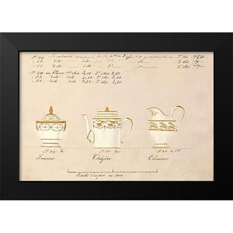 Sucrier, cheyere et cremier, ca. 1800-1820 Black Modern Wood Framed Art Print by Honore