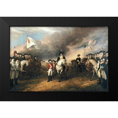 Surrender of Lord Cornwallis Black Modern Wood Framed Art Print by Trumbull, John
