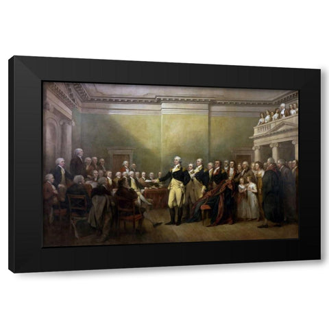 General George Washington Resigning his Commission Black Modern Wood Framed Art Print by Trumbull, John