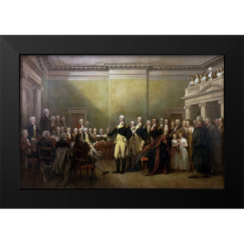 General George Washington Resigning his Commission Black Modern Wood Framed Art Print by Trumbull, John