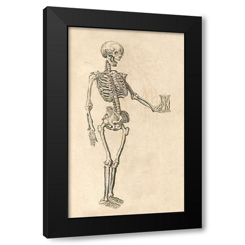 Human Skeleton with Hourglass Black Modern Wood Framed Art Print by Bauhin, Caspar