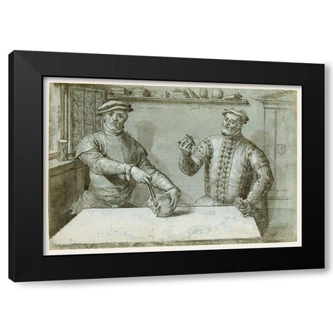 A Double Portrait of Hans Furraht and Jacob von der Burch Black Modern Wood Framed Art Print with Double Matting by Ludget, Tom Ring