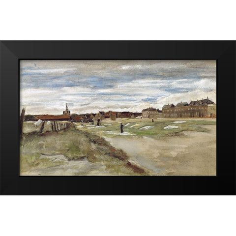 Bleachery at Scheveningen Black Modern Wood Framed Art Print by Van Gogh, Vincent