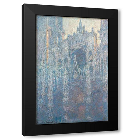 The Portal of Rouen Cathedral in Morning Light Black Modern Wood Framed Art Print with Double Matting by Monet, Claude