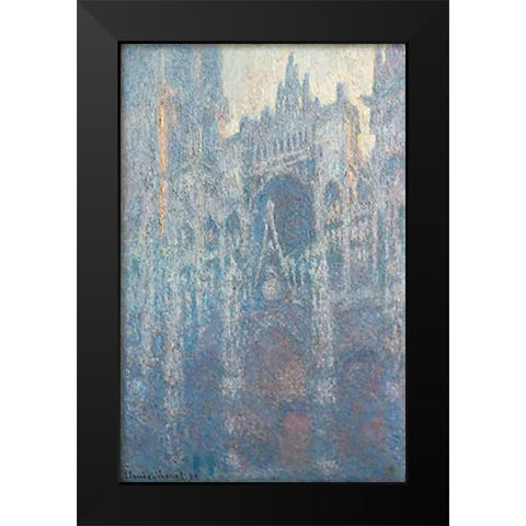 The Portal of Rouen Cathedral in Morning Light Black Modern Wood Framed Art Print by Monet, Claude