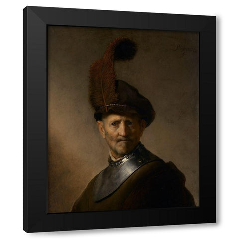 An Old Man in Military Costume Black Modern Wood Framed Art Print by Van Rijn, Rembrandt Harmensz
