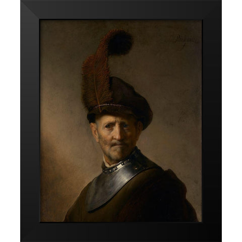 An Old Man in Military Costume Black Modern Wood Framed Art Print by Van Rijn, Rembrandt Harmensz
