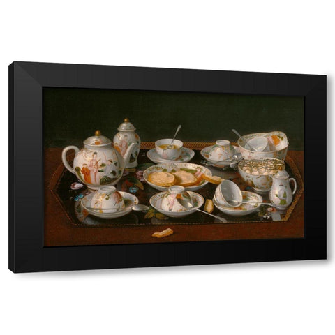 Still Life: Tea Set Black Modern Wood Framed Art Print by Liotard, Jean-Etienne