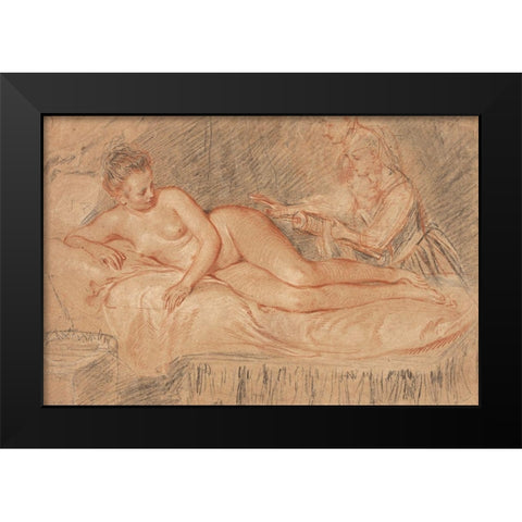 The Remedy Black Modern Wood Framed Art Print by Watteau, Jean-Antoine