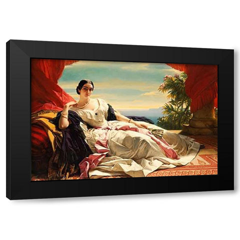 Portrait of Leonilla, Princess of Sayn-Wittgenstein-Sayn Black Modern Wood Framed Art Print by Winterhalter, Franz Xaver