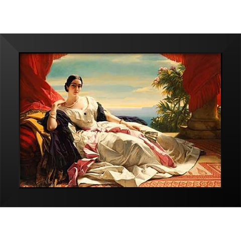 Portrait of Leonilla, Princess of Sayn-Wittgenstein-Sayn Black Modern Wood Framed Art Print by Winterhalter, Franz Xaver