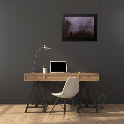 A Walk at Dusk Black Modern Wood Framed Art Print by Friedrich, Caspar David