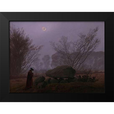 A Walk at Dusk Black Modern Wood Framed Art Print by Friedrich, Caspar David