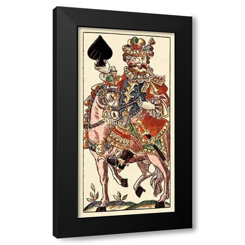 Knight of Spades (Bauern Hochzeit Deck) Black Modern Wood Framed Art Print by Gobl, Andreas Benedictus