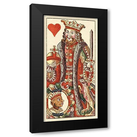 King of Hearts (Bauern Hochzeit Deck) Black Modern Wood Framed Art Print by Gobl, Andreas Benedictus