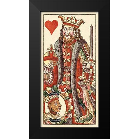 King of Hearts (Bauern Hochzeit Deck) Black Modern Wood Framed Art Print by Gobl, Andreas Benedictus
