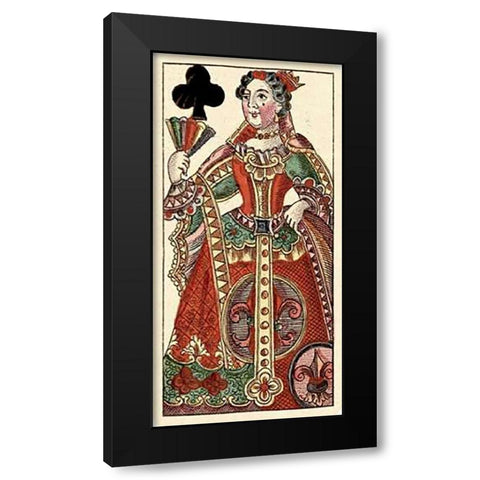Queen of Clubs (Bauern Hochzeit Deck) Black Modern Wood Framed Art Print with Double Matting by Gobl, Andreas Benedictus