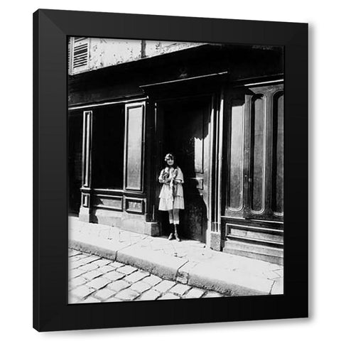 France, 1921 - Brothel, Versailles, Petit Place Black Modern Wood Framed Art Print by Atget, Eugene