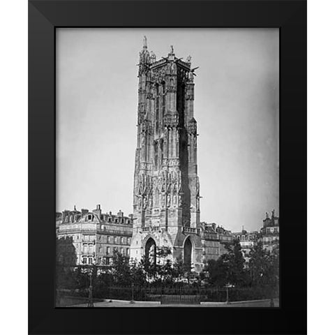 Paris, 1857-1859 - The Tour St. Jacques Black Modern Wood Framed Art Print by Le Gray, Gustave