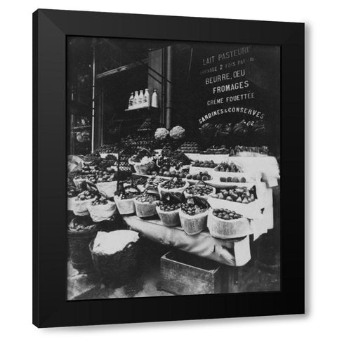 Paris, 1908-1912 - Produce Display, rue Sainte-Opportune Black Modern Wood Framed Art Print with Double Matting by Atget, Eugene