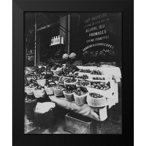 Paris, 1908-1912 - Produce Display, rue Sainte-Opportune Black Modern Wood Framed Art Print by Atget, Eugene