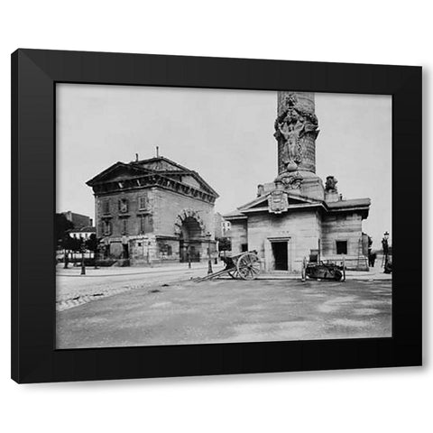 Paris, 1903-1904 - Ancienne Barriere du Trone (Tollbooth Pavilion and Column) Black Modern Wood Framed Art Print with Double Matting by Atget, Eugene