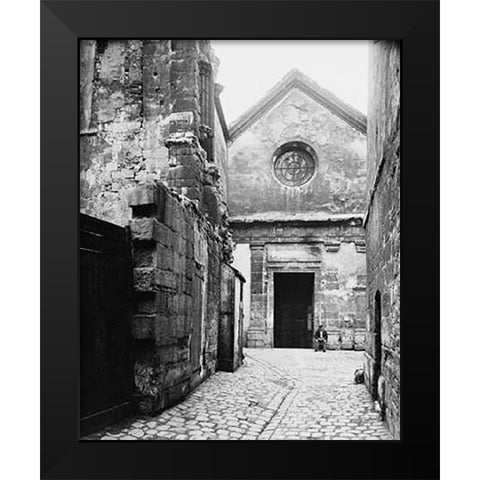 Paris, 1898 - The Facade of Saint Julien le Pauvre Black Modern Wood Framed Art Print by Atget, Eugene