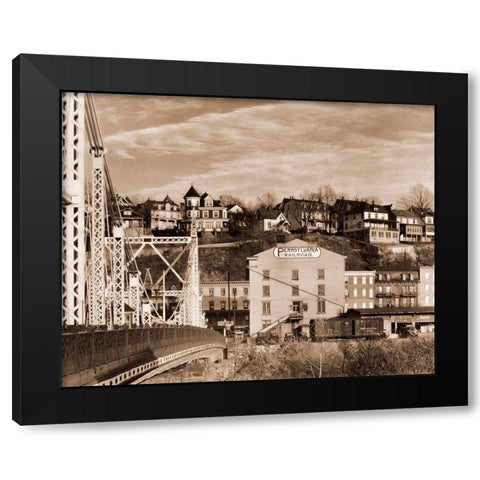 Part of Phillipsburg, New Jersey, 1935 Black Modern Wood Framed Art Print with Double Matting by Evans, Walker