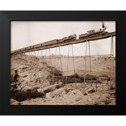 Dale Creek Bridge, Wyoming, Union Pacific Railway, 1885 Black Modern Wood Framed Art Print by Jackson, William Henry