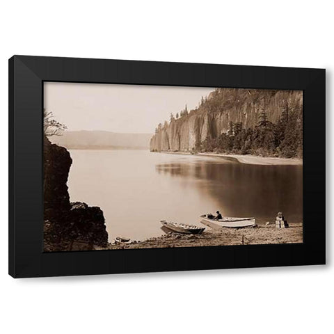 Cape Horn, Columbia River, Oregon, 1867 Black Modern Wood Framed Art Print by Watkins, Carleton