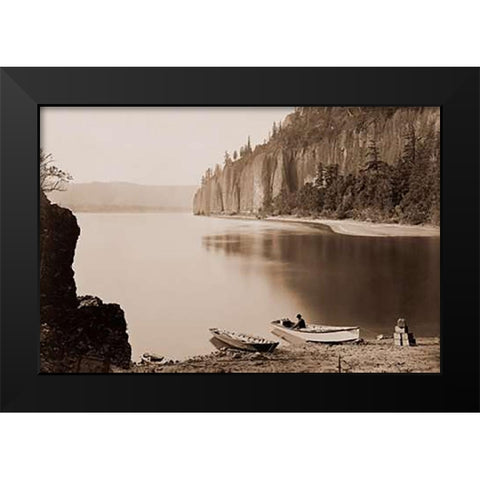 Cape Horn, Columbia River, Oregon, 1867 Black Modern Wood Framed Art Print by Watkins, Carleton