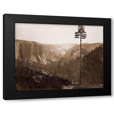 Yosemite Valley from the Best General View, 1866 Black Modern Wood Framed Art Print by Watkins, Carleton