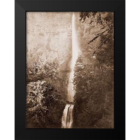 Multnomah Falls, Columbia River, Oregon, 2500 feet., 1867 Black Modern Wood Framed Art Print by Watkins, Carleton